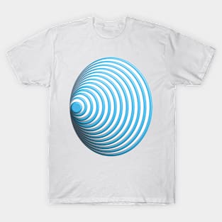 Geometric light blue concentric circles 3D doodle art T-Shirt